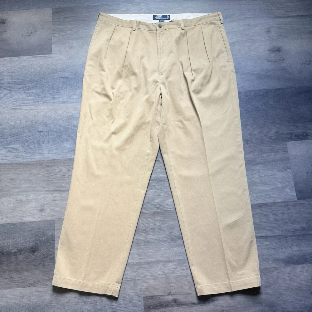 Vintage 90s Polo Ralph Lauren Mens Andrew Pant Mens 42x30 Chino Double Pleated
